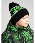 Шапка трикотажная для мальчиков черный,светло-зеленый,белый
