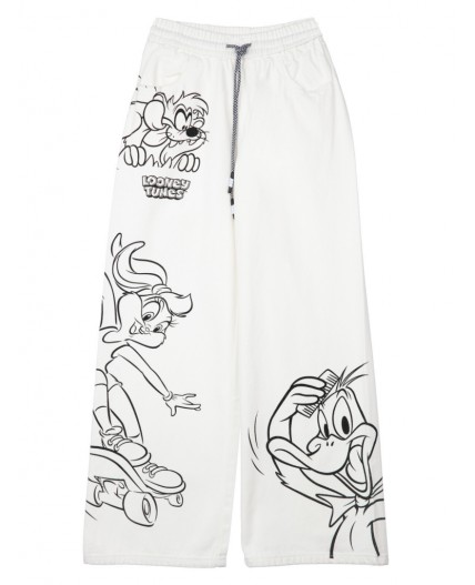 Брюки текстильные джинсовые для девочек белый