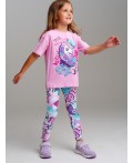 Комплект трикотажный для девочек: фуфайка (футболка), брюки (легинсы) разноцветный