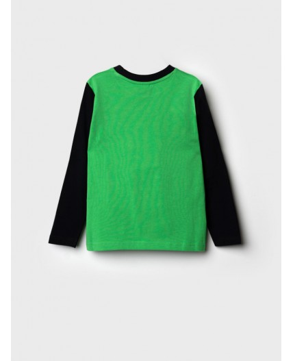 Фуфайка трикотажная для мальчиков (футболка с длинными рукавами) зеленый,черный