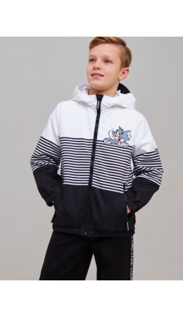 Куртка текстильная с полиуретановым покрытием для мальчиков (ветровка) белый,черный