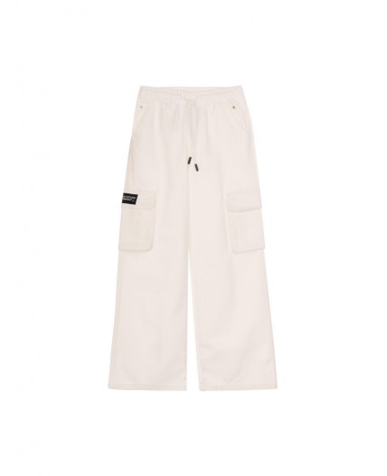 Брюки текстильные джинсовые для девочек белый