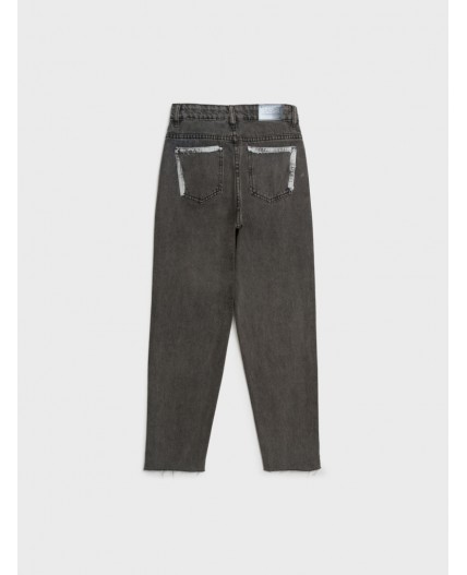 Брюки текстильные джинсовые для девочек серый