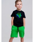 Комплект трикотажный для мальчиков: фуфайка (футболка), шорты черный,зеленый