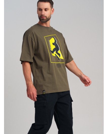 Фуфайка трикотажная для мужчин (футболка) хаки,жёлтый