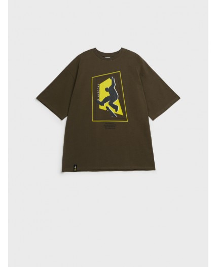 Фуфайка трикотажная для мужчин (футболка) хаки,жёлтый