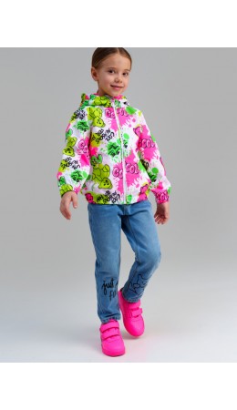 Куртка текстильная с полиуретановым покрытием для девочек (ветровка) разноцветный