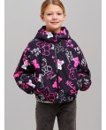 Куртка текстильная с полиуретановым покрытием для девочек (ветровка) черный,фуксия,белый