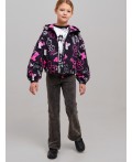 Куртка текстильная с полиуретановым покрытием для девочек (ветровка) черный,фуксия,белый
