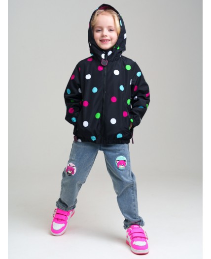 Куртка текстильная с полиуретановым покрытием для девочек (ветровка) разноцветный