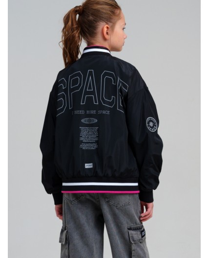 Куртка текстильная с полиуретановым покрытием для девочек (ветровка) черный