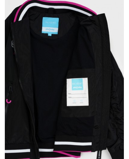 Куртка текстильная с полиуретановым покрытием для девочек (ветровка) черный