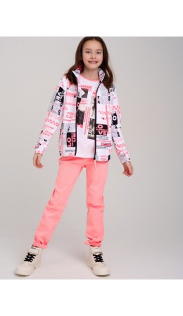 Брюки текстильные для девочек коралловый