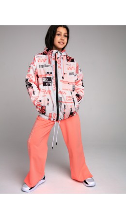 Куртка текстильная с полиуретановым покрытием для девочек (ветровка) разноцветный