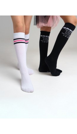 Гольфы для девочки, 2 пары в комплекте белый,черный