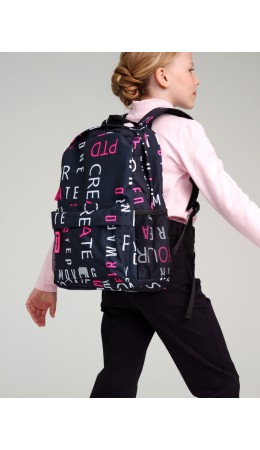Рюкзак текстильный для девочек черный,разноцветный