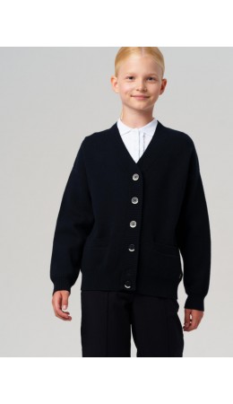 Кардиган трикотажный для девочек тёмно-синий