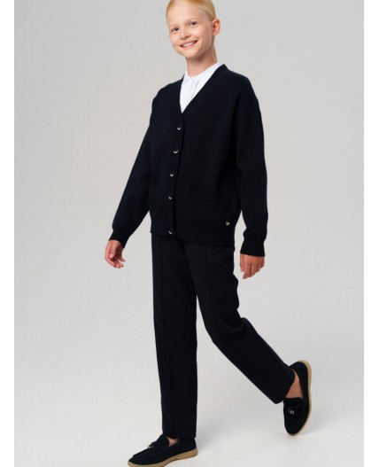 Кардиган трикотажный для девочек тёмно-синий