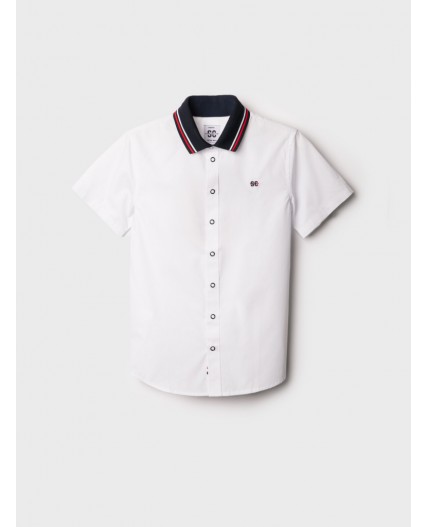 Сорочка текстильная для мальчиков (regular fit) белый,тёмно-синий