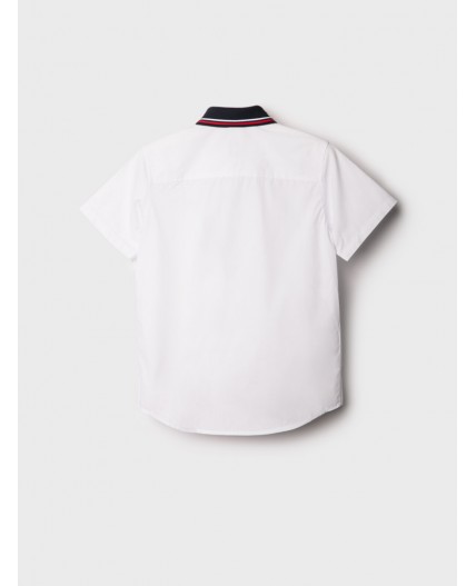 Сорочка текстильная для мальчиков (regular fit) белый,тёмно-синий