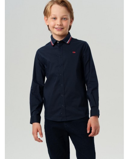 Сорочка текстильная для мальчиков (regular fit) тёмно-синий