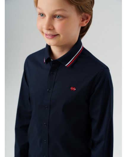 Сорочка текстильная для мальчиков (regular fit) тёмно-синий