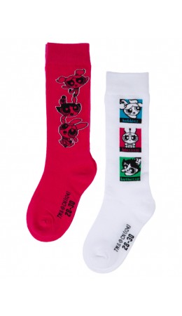 Гольфы трикотажные для девочек, 2 пары в комплекте розовый,белый