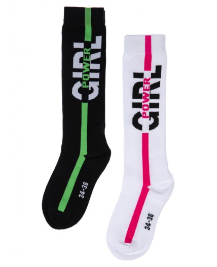 Гольфы трикотажные для девочек, 2 пары в комплекте белый,черный