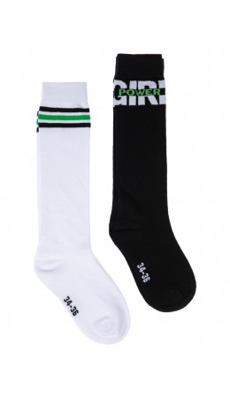 Гольфы трикотажные для девочек, 2 пары в комплекте белый,черный