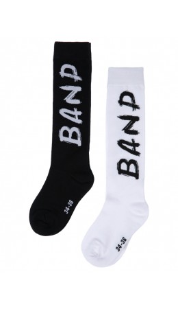 Гольфы трикотажные для девочек, 2 пары в комплекте белый,черный