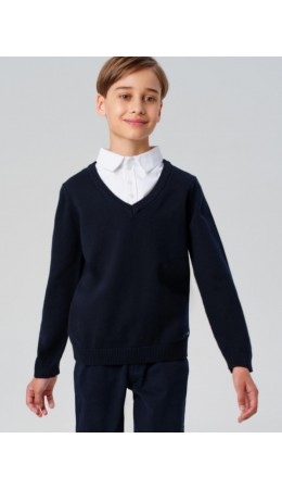 Джемпер с рубашкой-обманкой для мальчика тёмно-синий,белый