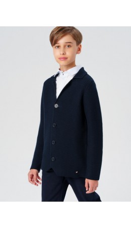 Пиджак трикотажный для мальчика тёмно-синий