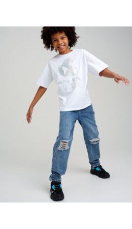 Брюки текстильные джинсовые для мальчиков голубой