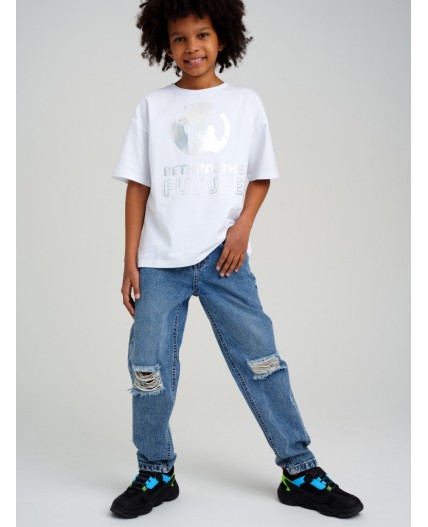 Брюки текстильные джинсовые для мальчиков голубой