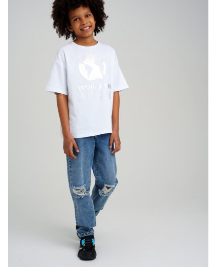 Брюки текстильные джинсовые для мальчиков голубой