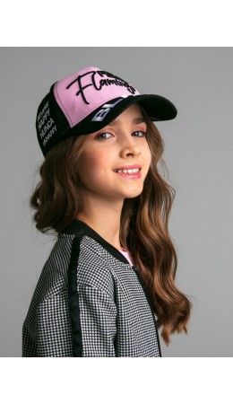 Кепка текстильная для девочек черный,светло-розовый