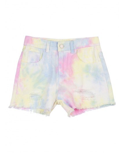 Шорты текстильные джинсовые для девочек разноцветный