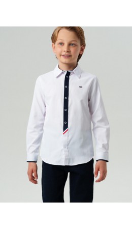 Рубашка на кнопках для мальчика тёмно-синий,белый