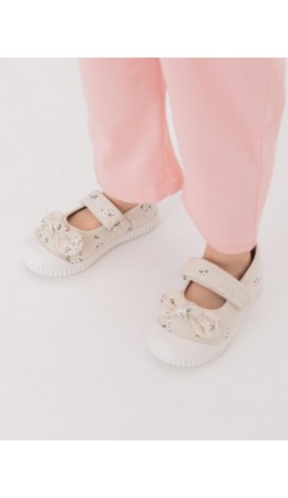 Туфли текстильные для девочки бежевый