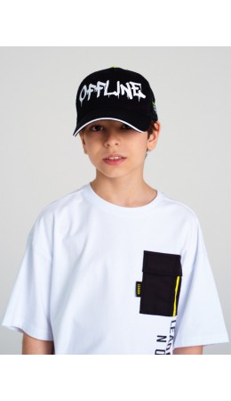 Кепка текстильная для мальчиков черный,белый