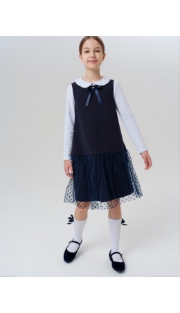 Сарафан трикотажный для девочек тёмно-синий