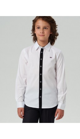 Сорочка текстильная для мальчиков (regular fit) белый,тёмно-синий