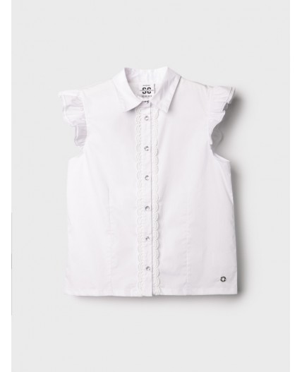 Блузка текстильная для девочек белый