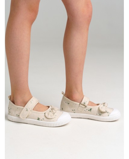 Туфли текстильные для девочки бежевый