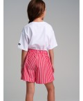 Шорты текстильные для девочек красный,белый