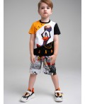 Фуфайка трикотажная для мальчиков (футболка) оранжевый,белый,черный