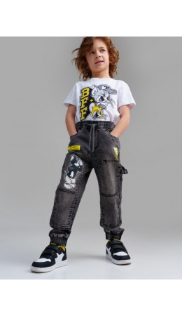 Брюки текстильные джинсовые для мальчиков черный