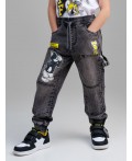 Брюки текстильные джинсовые для мальчиков черный