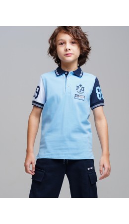 Джемпер трикотажный с воротником поло для мальчиков голубой