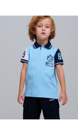 Джемпер трикотажный с воротником поло для мальчиков голубой